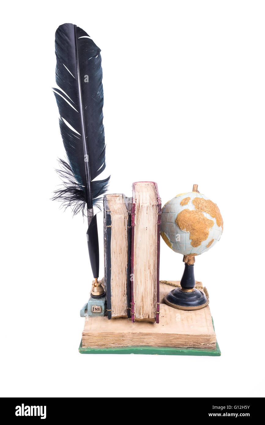 Still life globe with book,pen Stock Photo