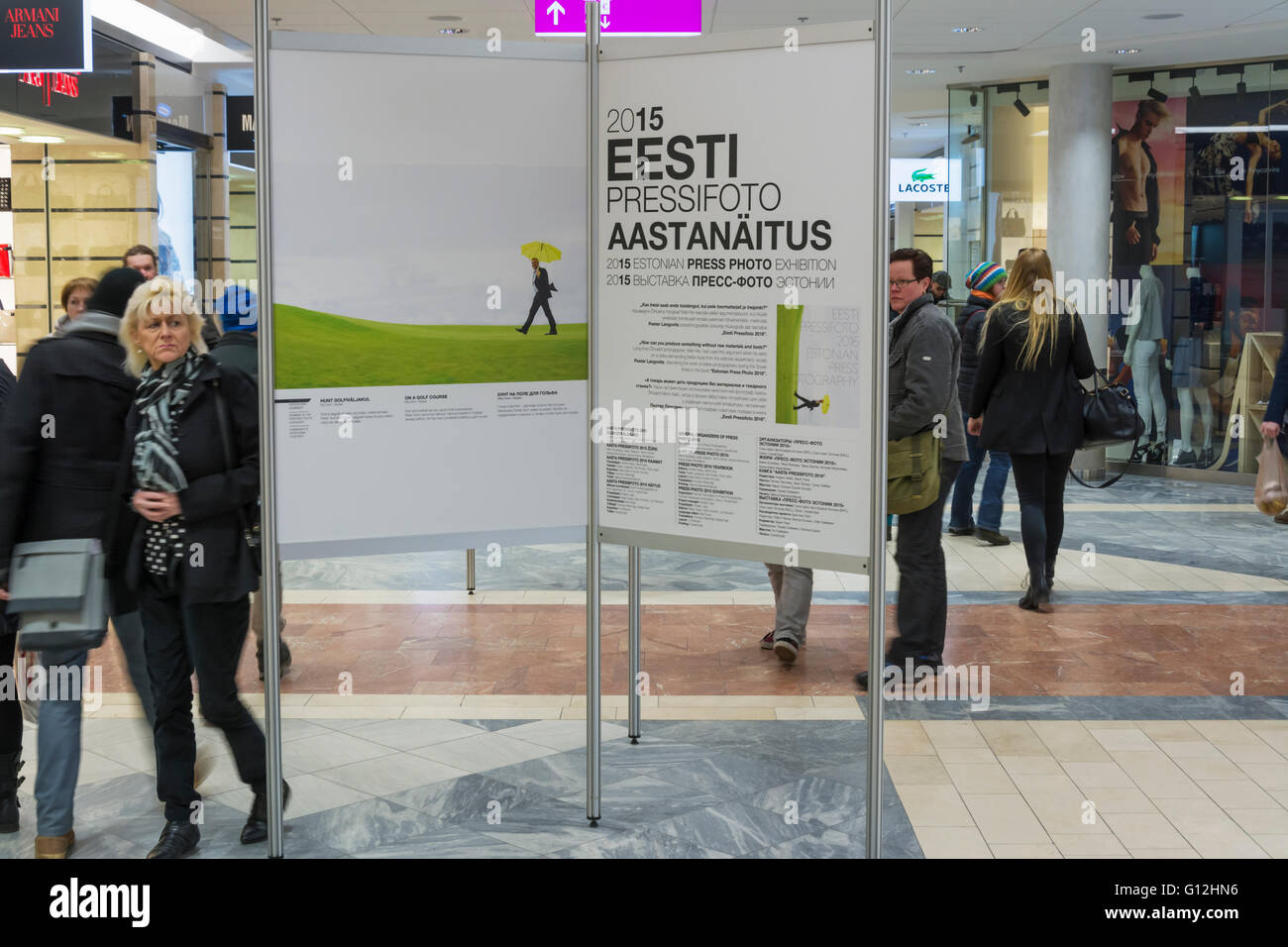 Photo Exhibition at Viru Keskus shopping centre in Tallinn Estonia Stock Photo