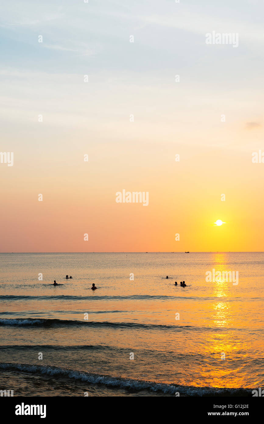 South East Asia, Vietnam, Phu Quoc island, sunset at Long Beach Stock Photo
