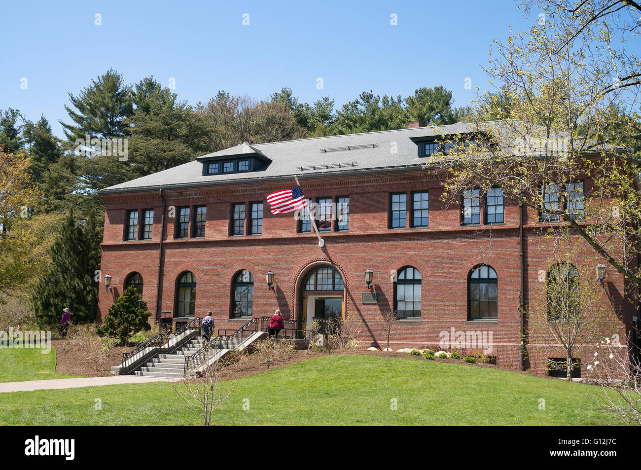 Hunnewell, the Visitor Center building at the Arnold Arboretum, Arborway, Boston,  Massachusetts, USA Stock Photo