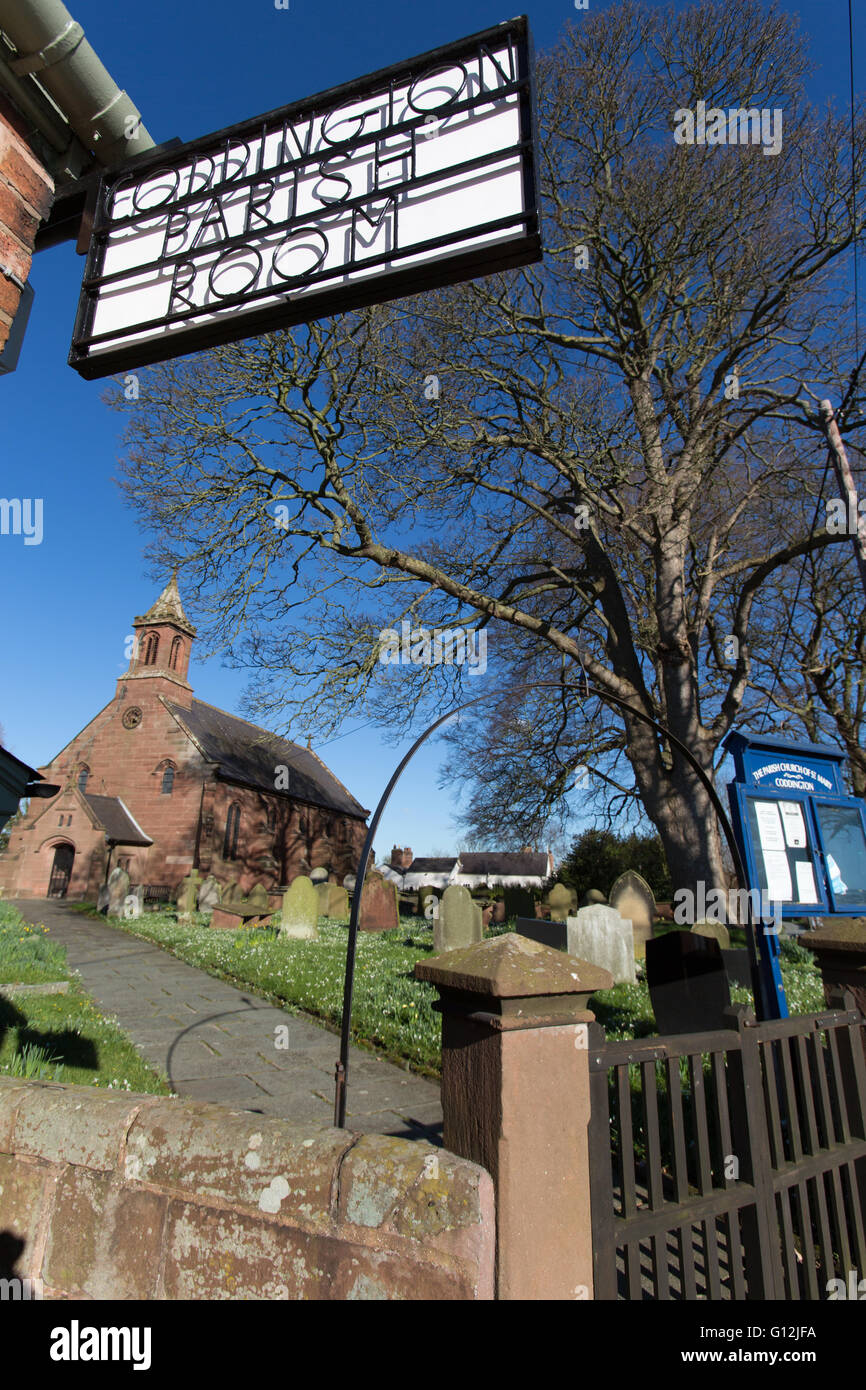 Village of Coddington, England. Picturesque spring view of St Mary’s