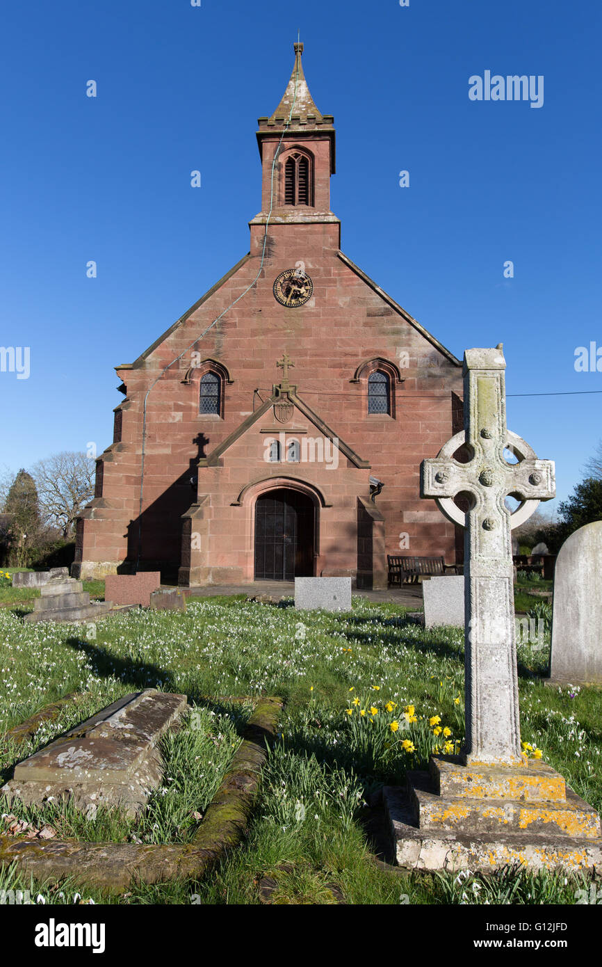 Village of Coddington, England. Picturesque spring view of St Mary’s