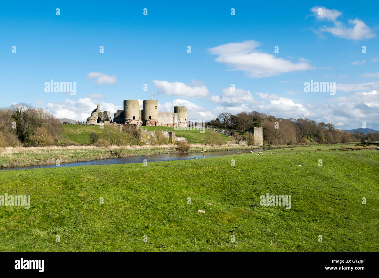 Rhuddlan Castle in Denbighshire built by Edward 1st 1277-1282 on the banks of the river Clwyd Stock Photo