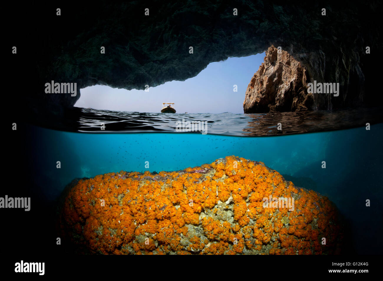 Diving at Acantilados de MaroCerro Gordo National Park, Costa del Sol, Andalusia, Spain Stock