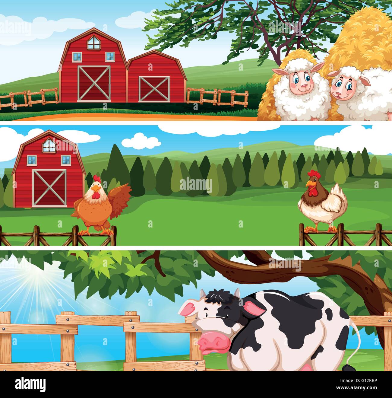 Farm animals on the farm illustration Stock Vector Image & Art - Alamy
