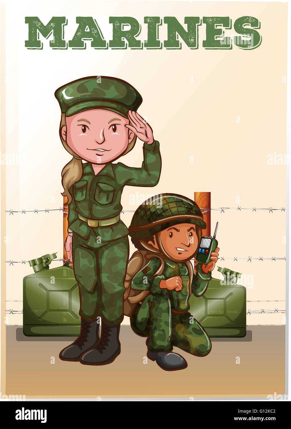 Soldiers fighting at the battle field illustration Stock Vector Image