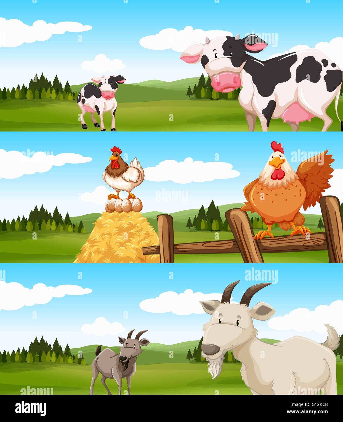 Farm animals living on farm illustration Stock Vector Image & Art - Alamy
