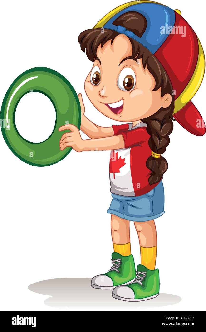 Little girl holding letter O illustration Stock Vector Image & Art - Alamy