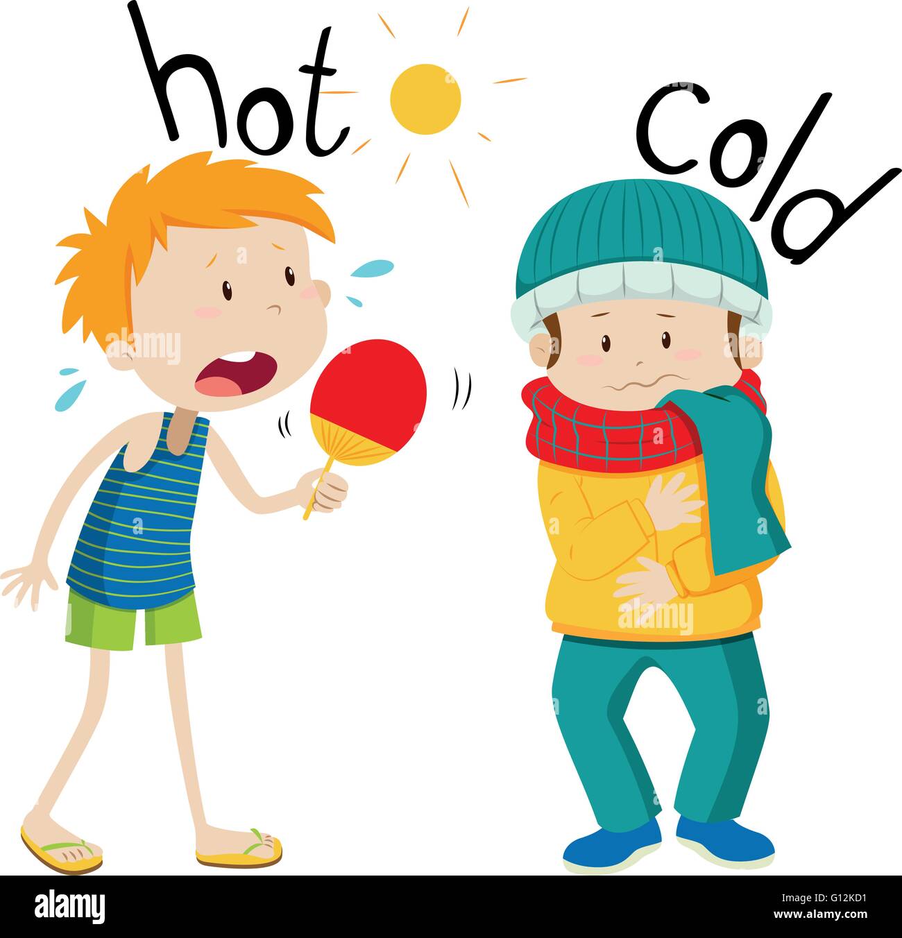 Opposite adjectives hot and cold illustration Stock Vector Image & Art