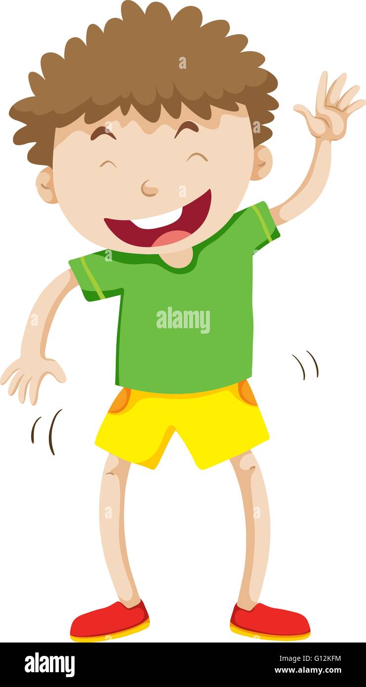 Little boy with curly hair laughing illustration Stock Vector
