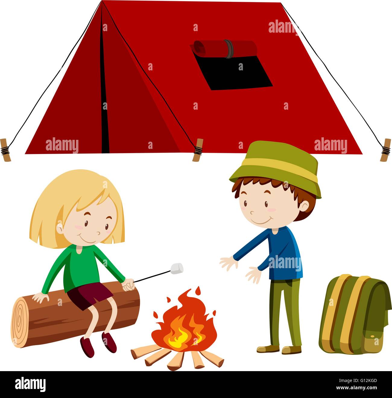 Two people camping out illustration Stock Vector Image & Art - Alamy