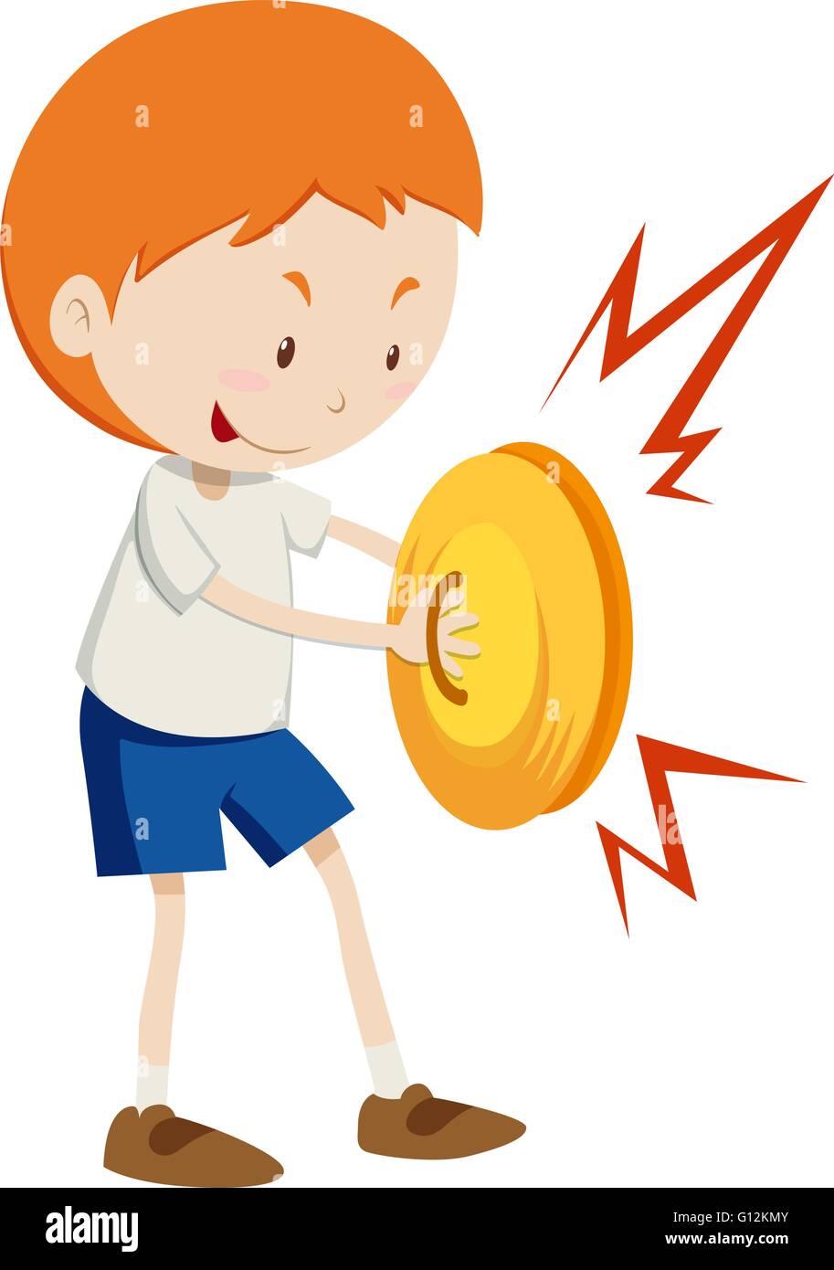 Little boy playing cymbals illustration Stock Vector
