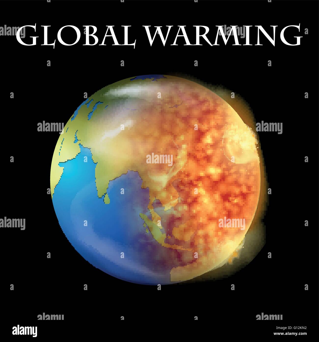 Global warming theme with earth on fire illustration Stock Vector