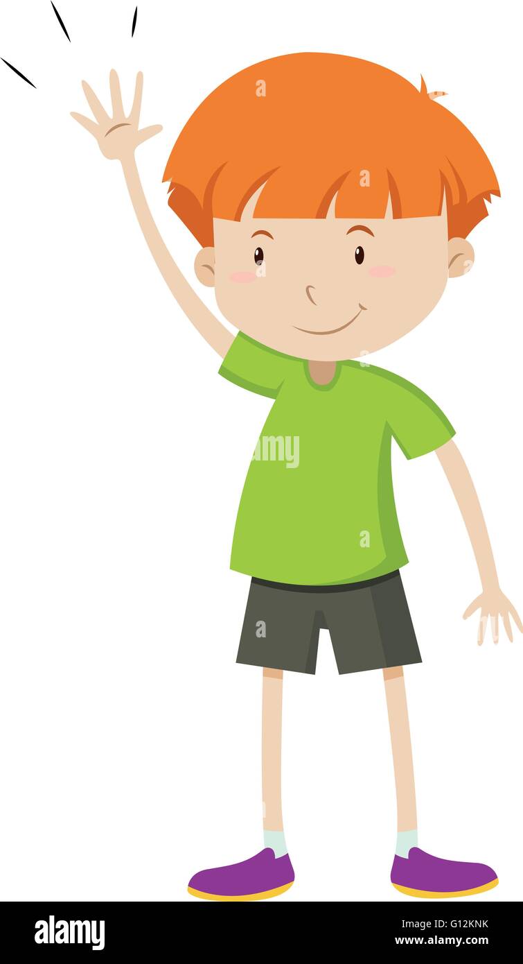 Little boy with his hand up illustration Stock Vector Image & Art - Alamy