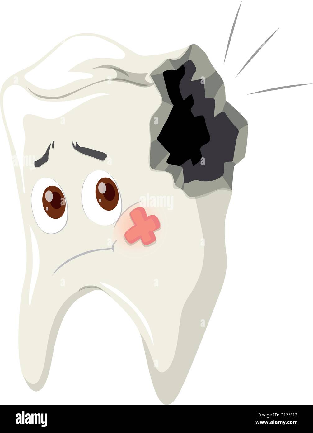Tooth decay with sad face illustration Stock Vector