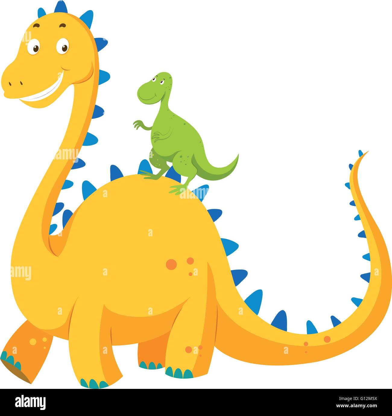 Big dinosaur and small dinosaur illustration Stock Vector