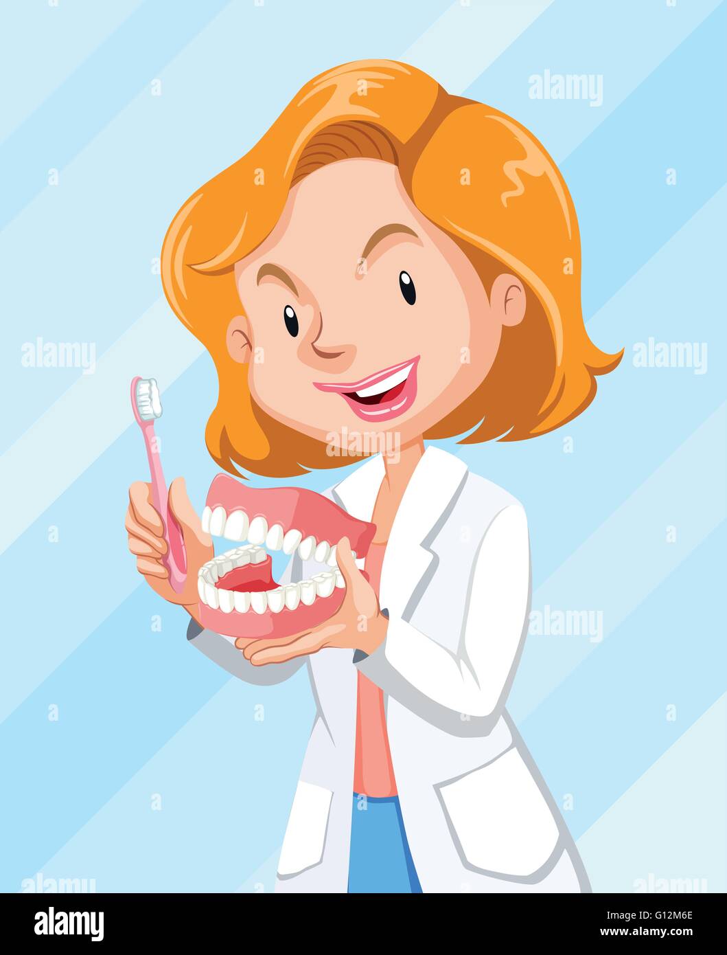 Dentist showing how to brush the teeth illustration Stock Vector Image ...
