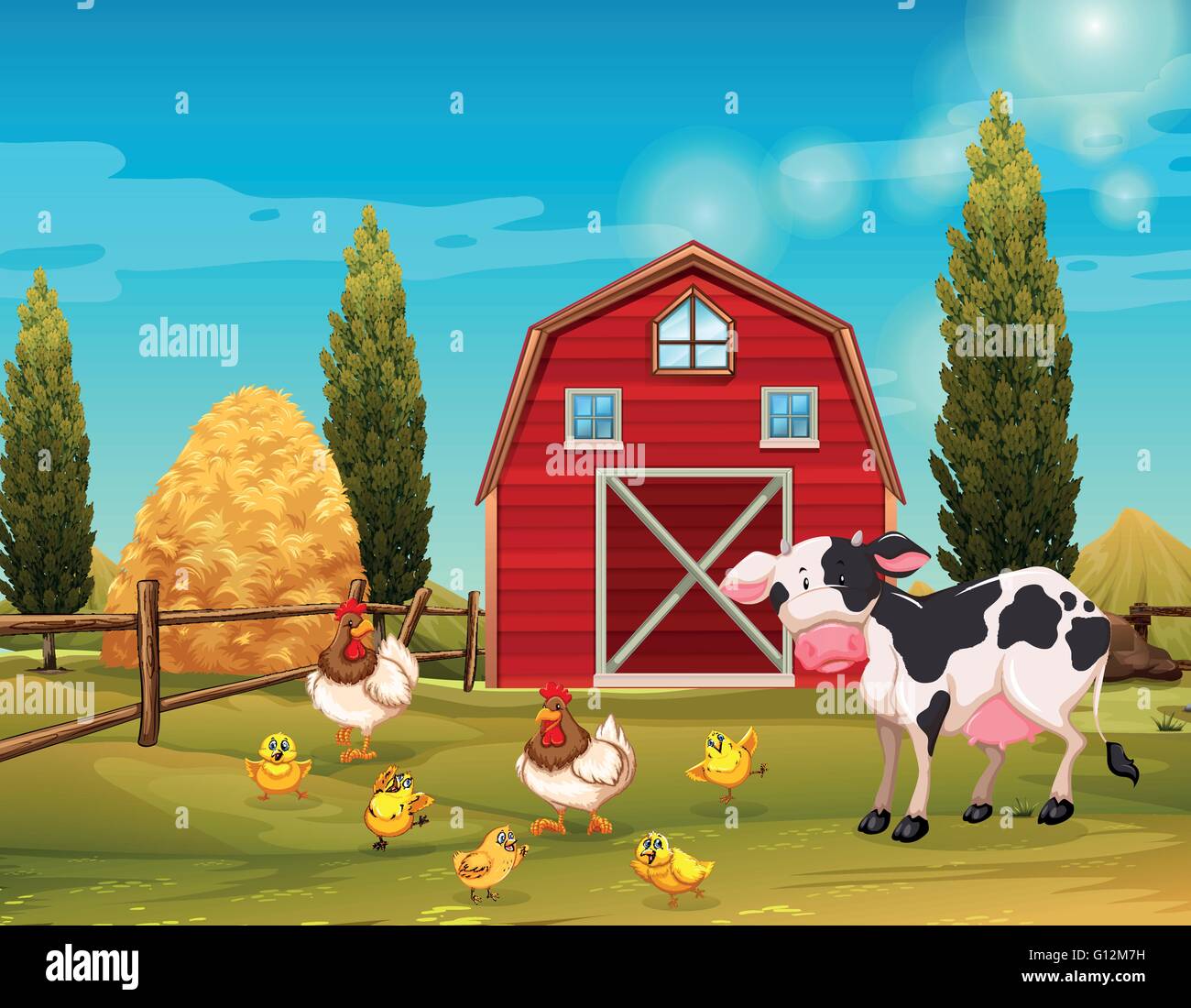 Farm animals living in the farm illustration Stock Vector Image & Art ...