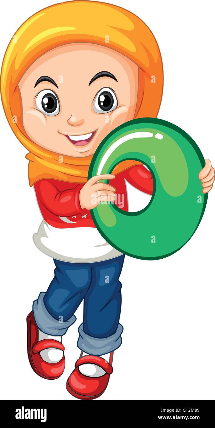 Little girl holding letter O illustration Stock Vector Image & Art - Alamy
