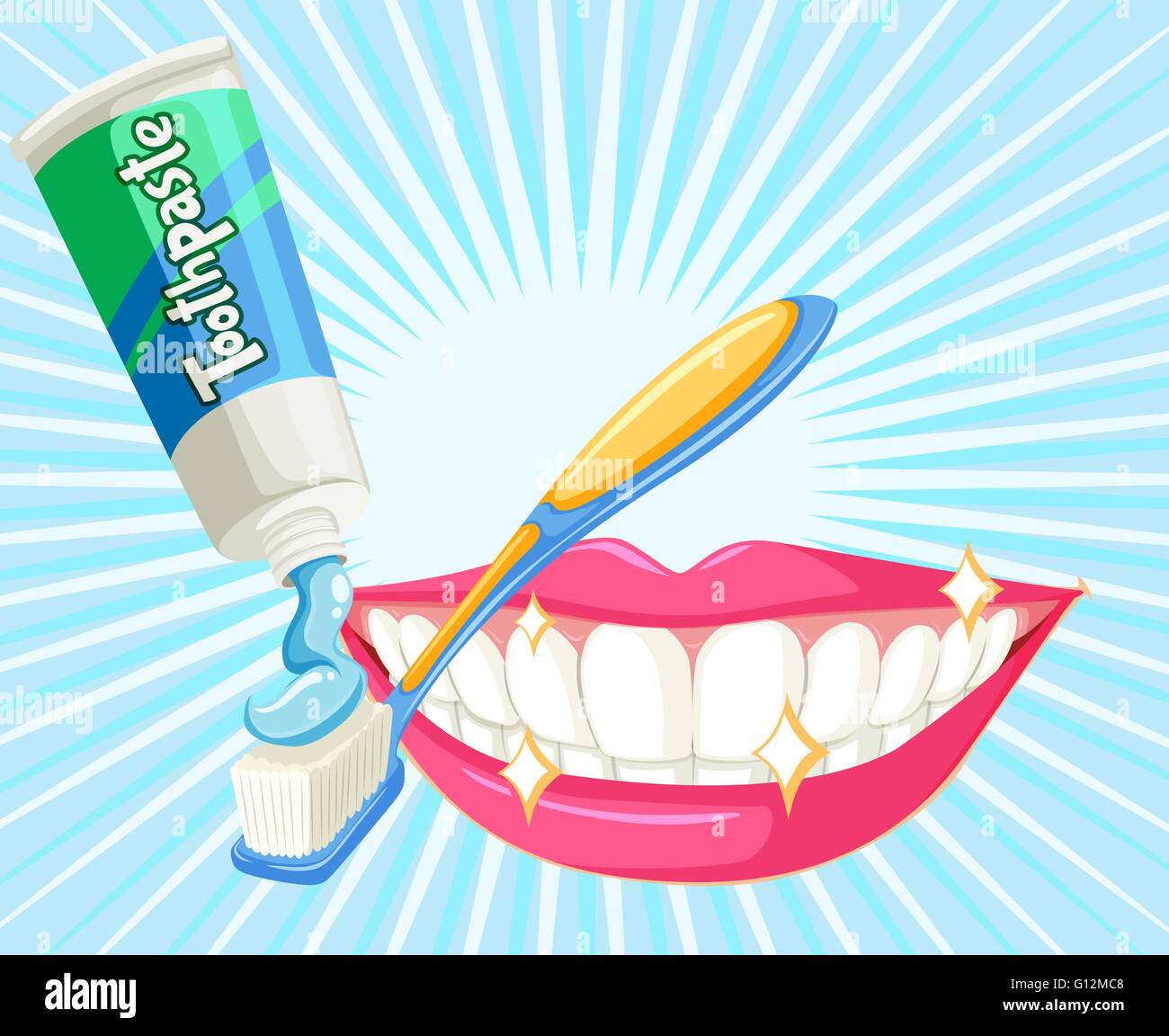 Dental theme with toothbrush and paste illustration Stock Vector Image ...