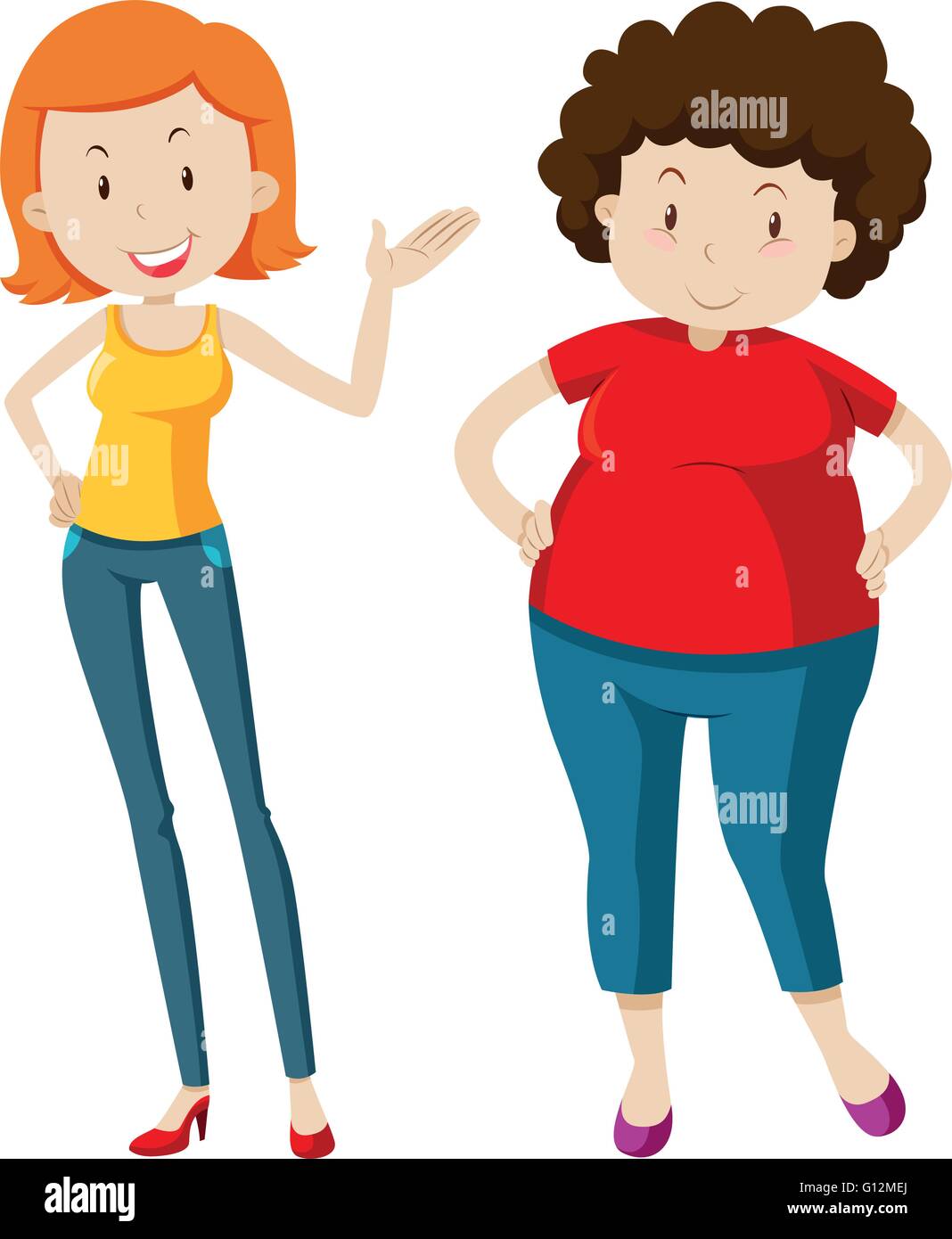 Slim woman and chubby woman illustration Stock Vector Image & Art - Alamy