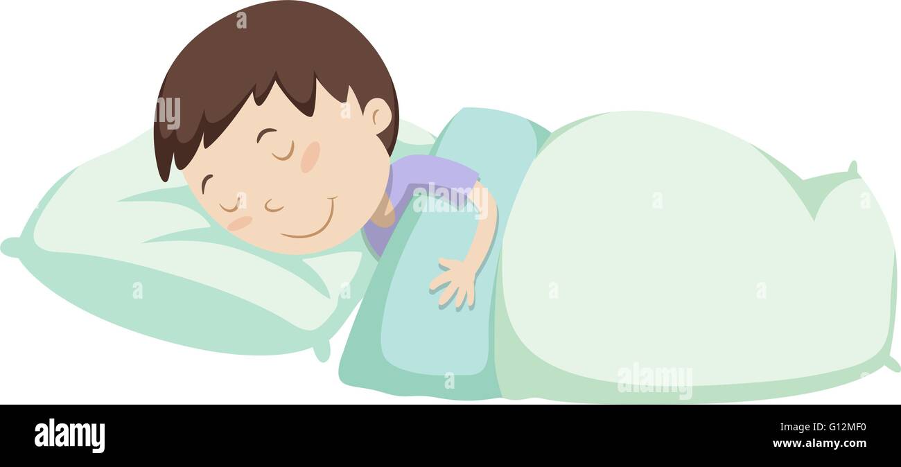 Little boy sleeping under blanket illustration Stock Vector Image & Art