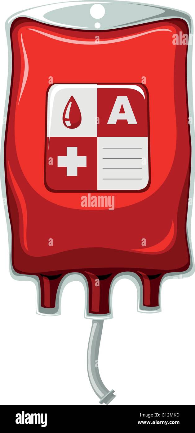 Blood type A in medical bag illustration Stock Vector