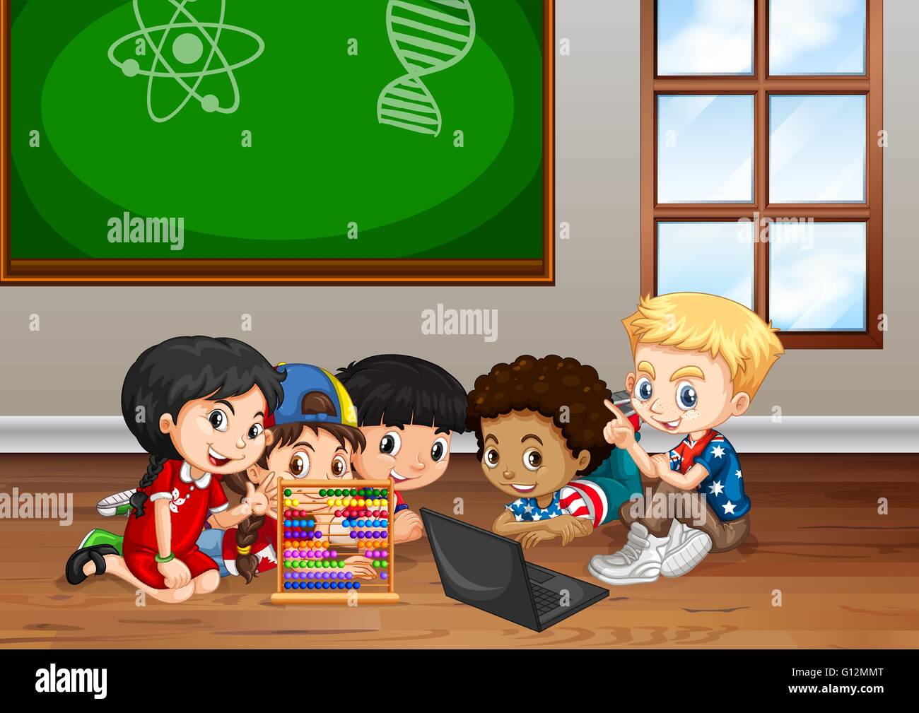 Children working in classroom illustration Stock Vector Image & Art - Alamy