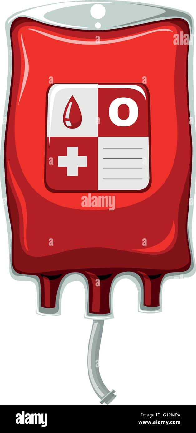 Blood type O in medical bag illustration Stock Vector