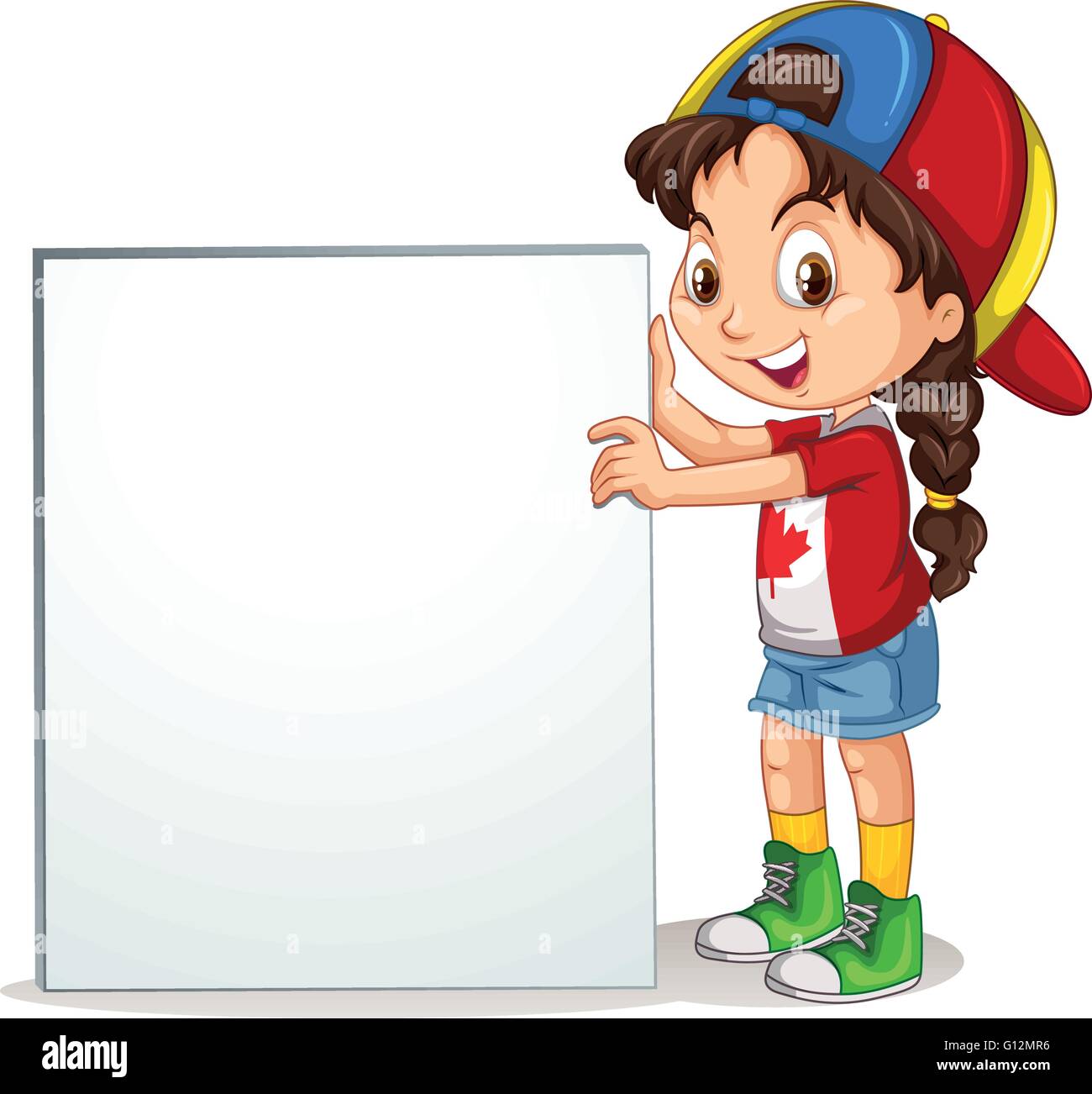 Little girl holding sign illustration Stock Vector Image & Art Alamy