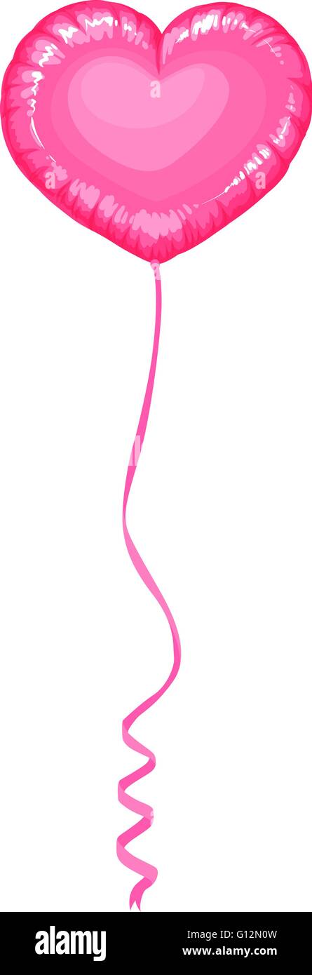 Heart shape balloon in pink color illustration Stock Vector Image & Art ...