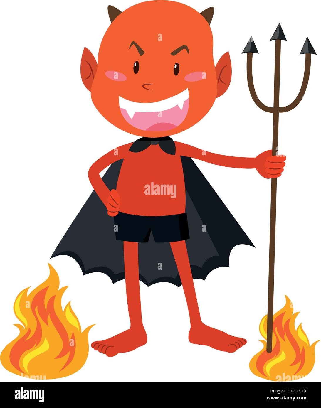 Devil with horns holding trident illustration Stock Vector Image & Art
