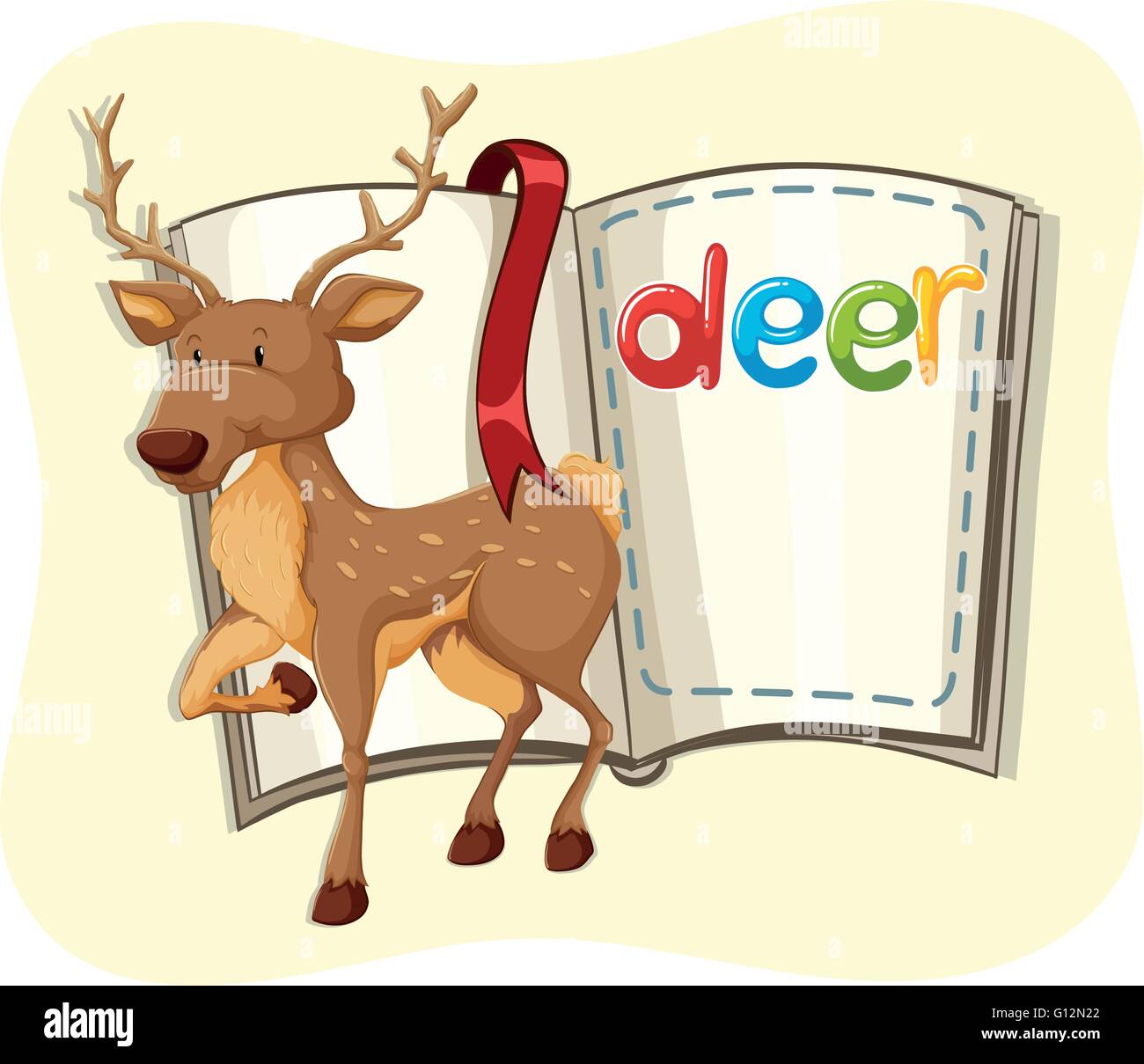Cute deer and a book illustration Stock Vector Image & Art - Alamy