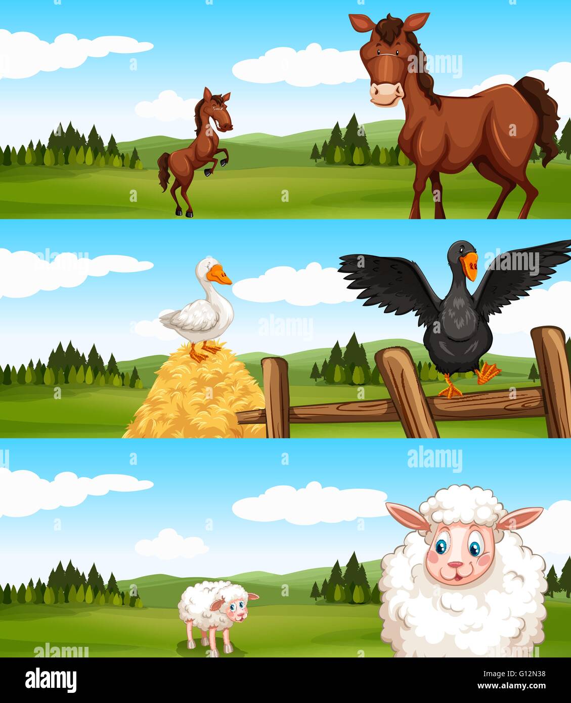 Farm animals living in the farm illustration Stock Vector Image & Art ...