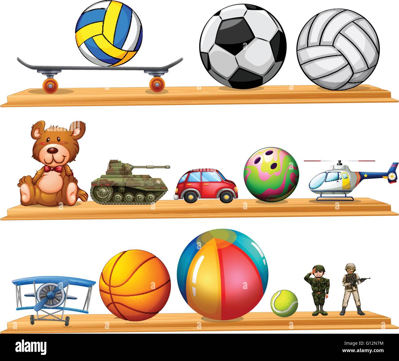Ball set and other toys illustration Stock Vector