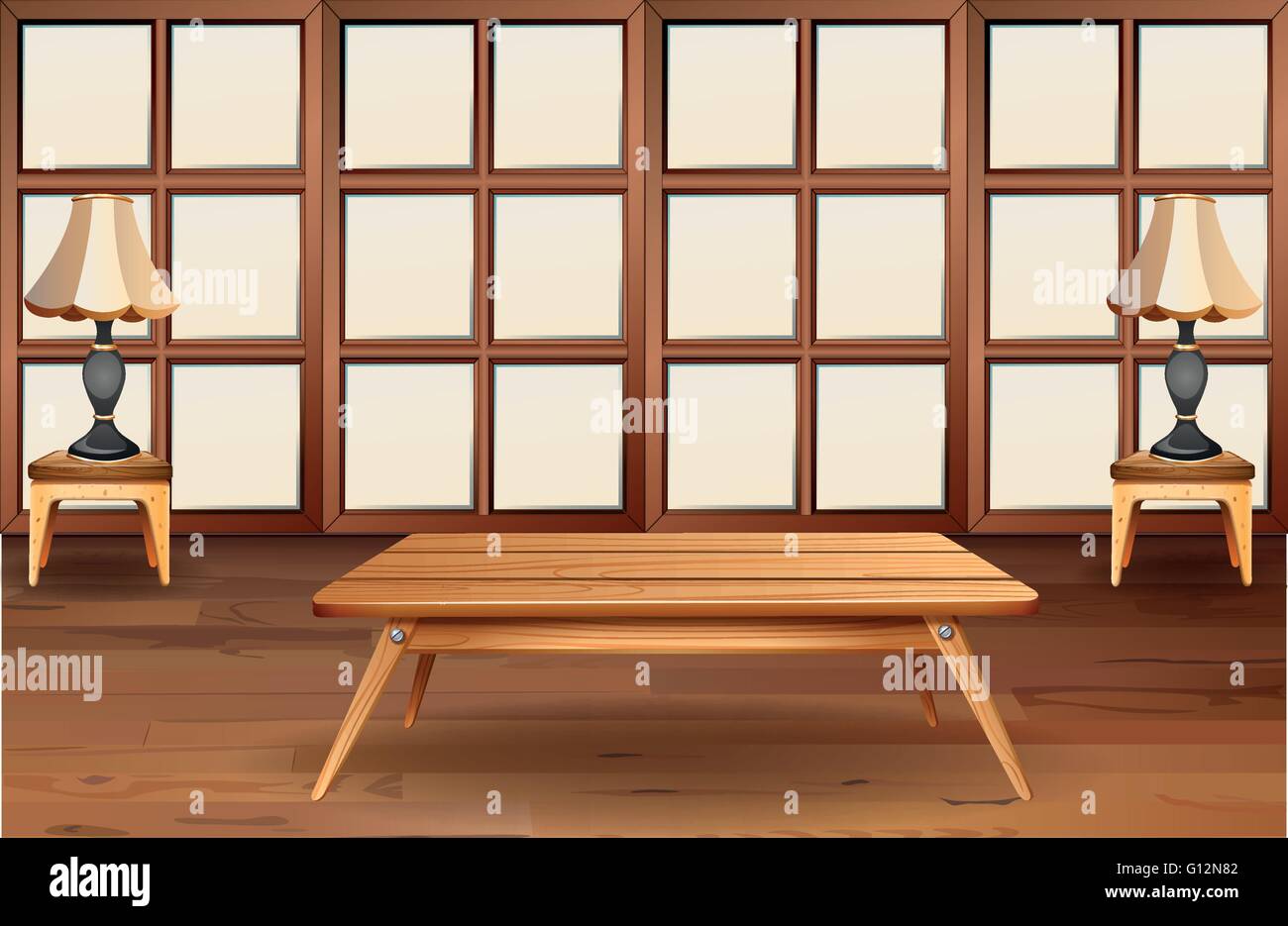 Room with wooden furniture illustration Stock Vector Image & Art - Alamy