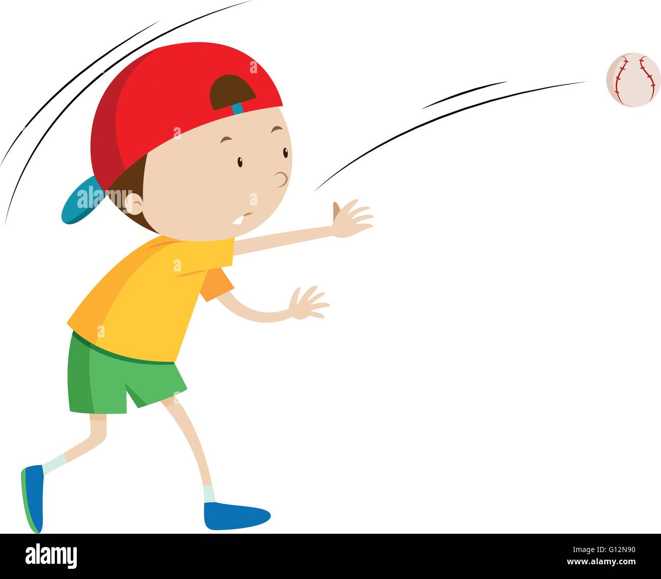 Little Boy Throwing Ball Illustration Stock Vector Image Art Alamy