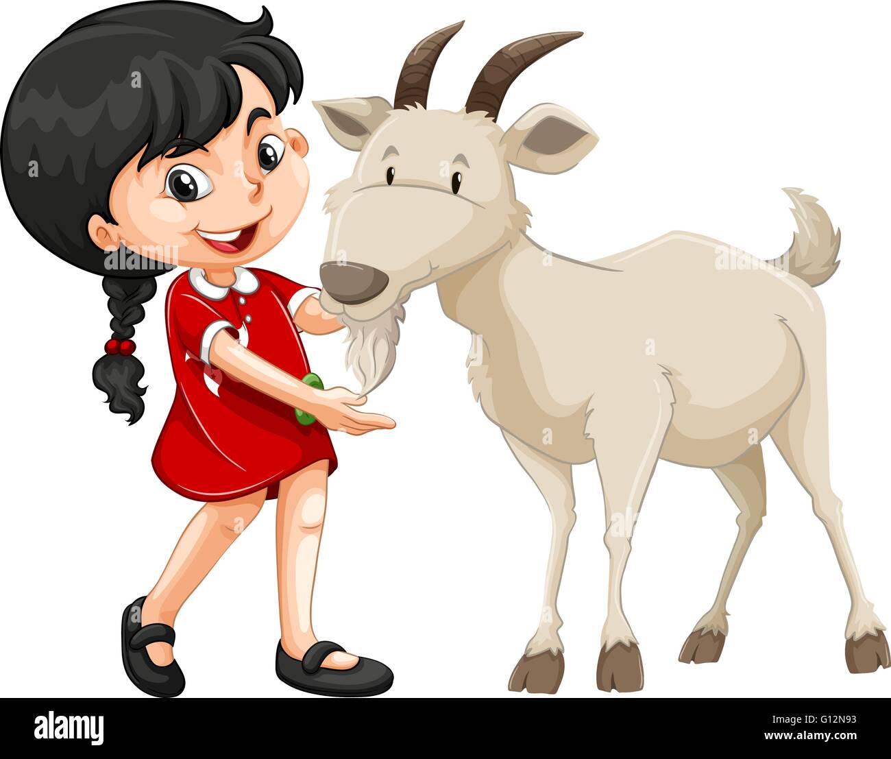 Little girl and white goat illustration Stock Vector Image & Art - Alamy