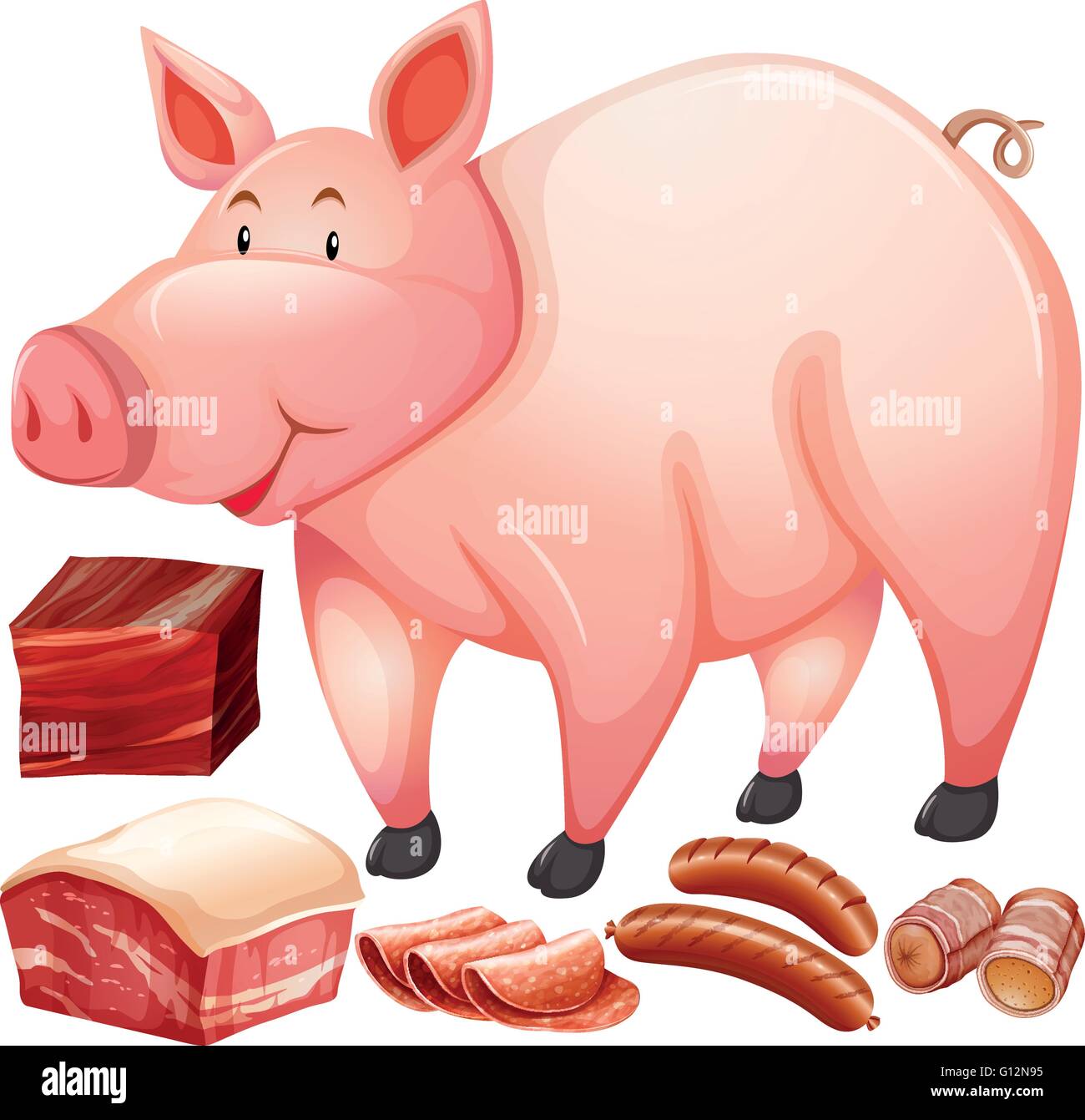 Pig meat cut drawing hires stock photography and images Alamy