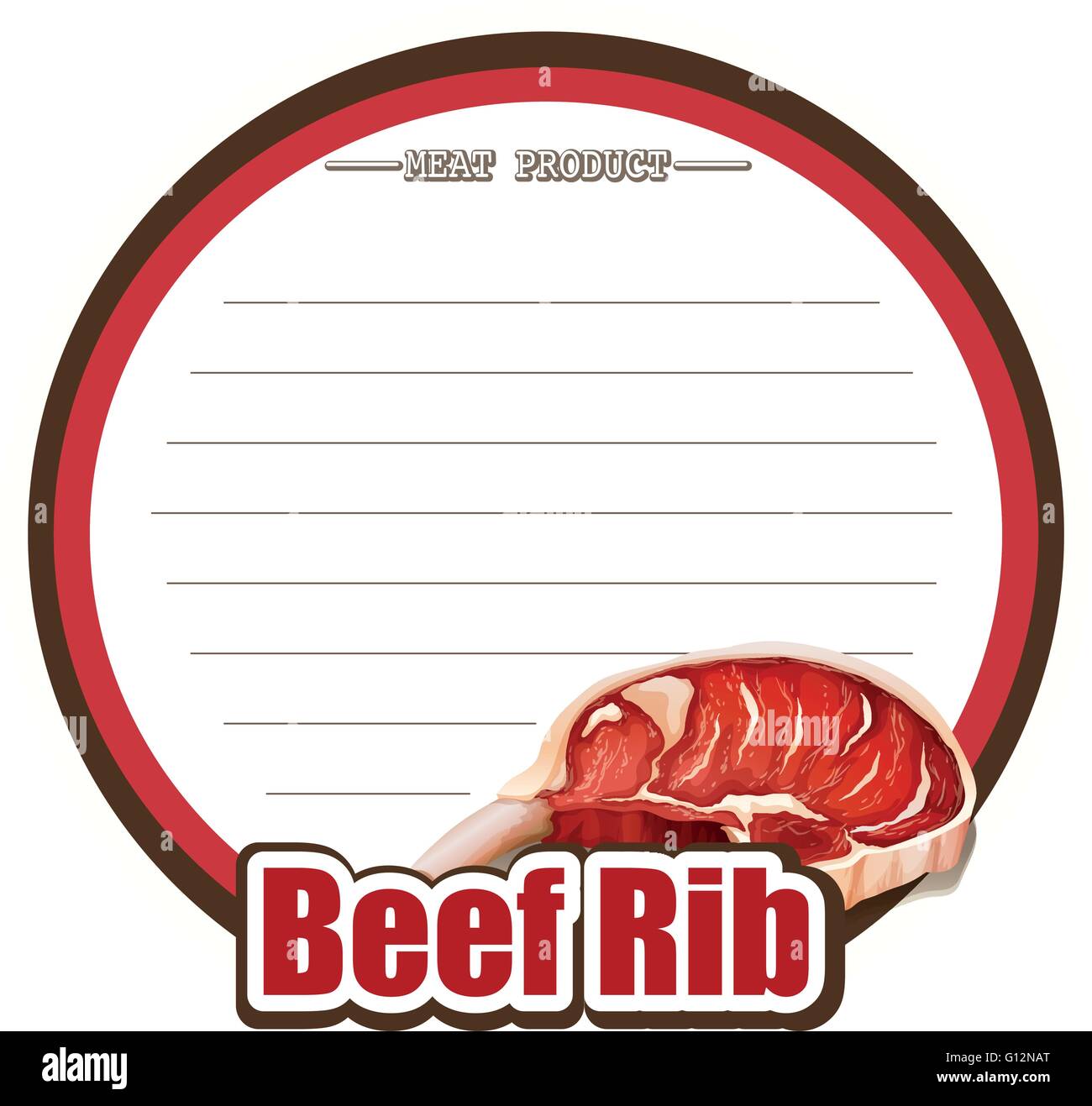 Line paper design with beef rib illustration Stock Vector