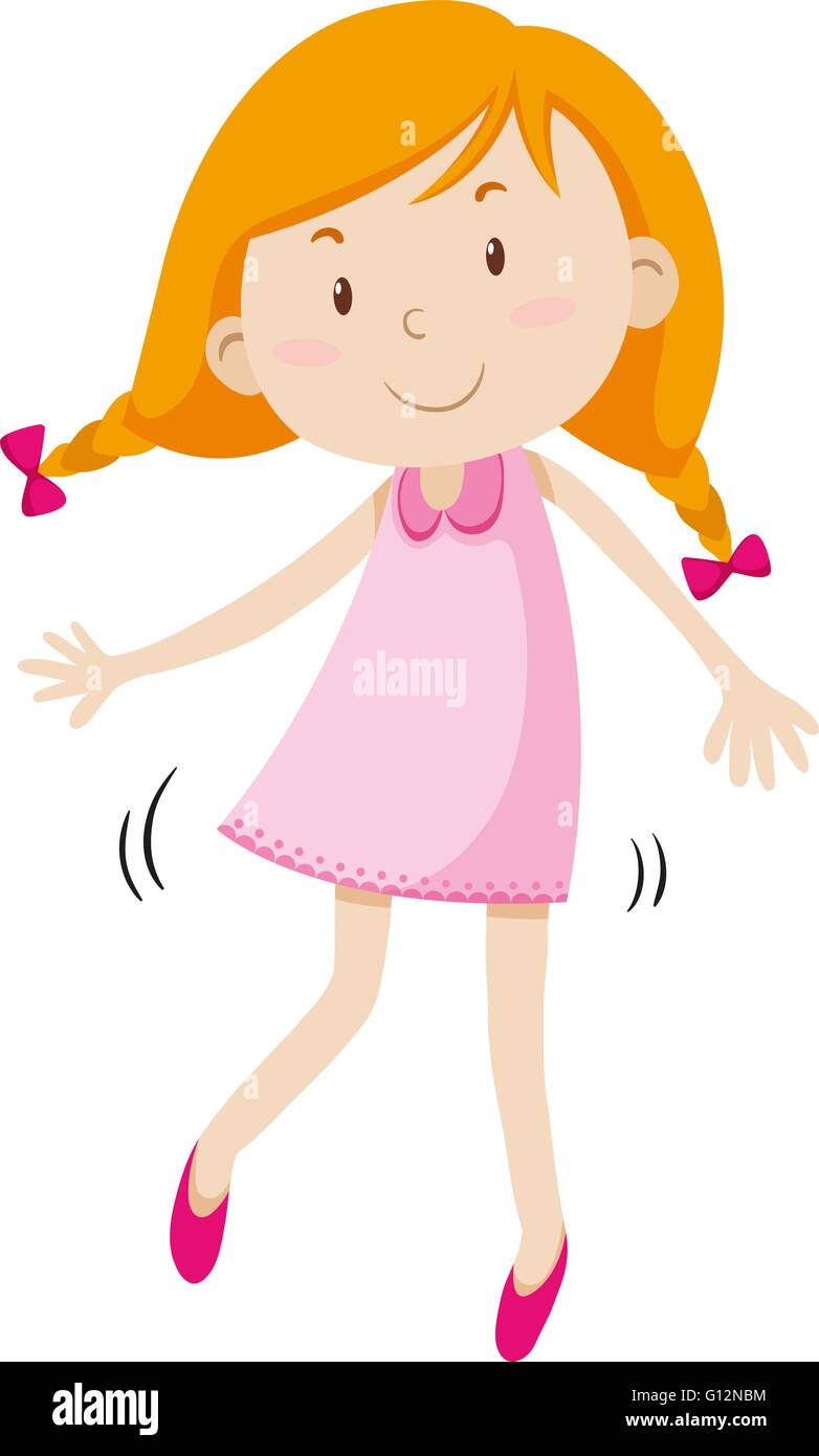 Little girl in pink dress illustration Stock Vector Image & Art - Alamy