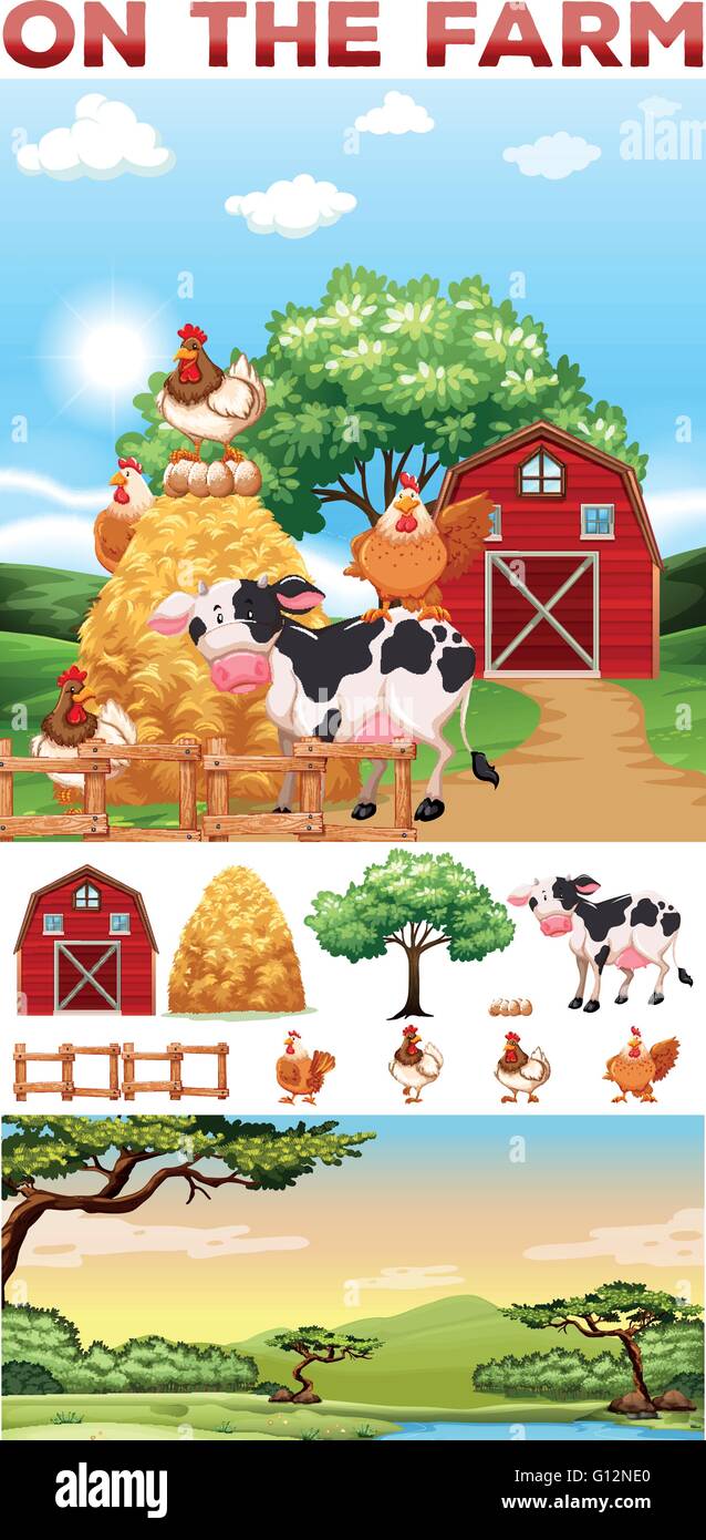 Farm animals living in the farm illustration Stock Vector Image & Art ...