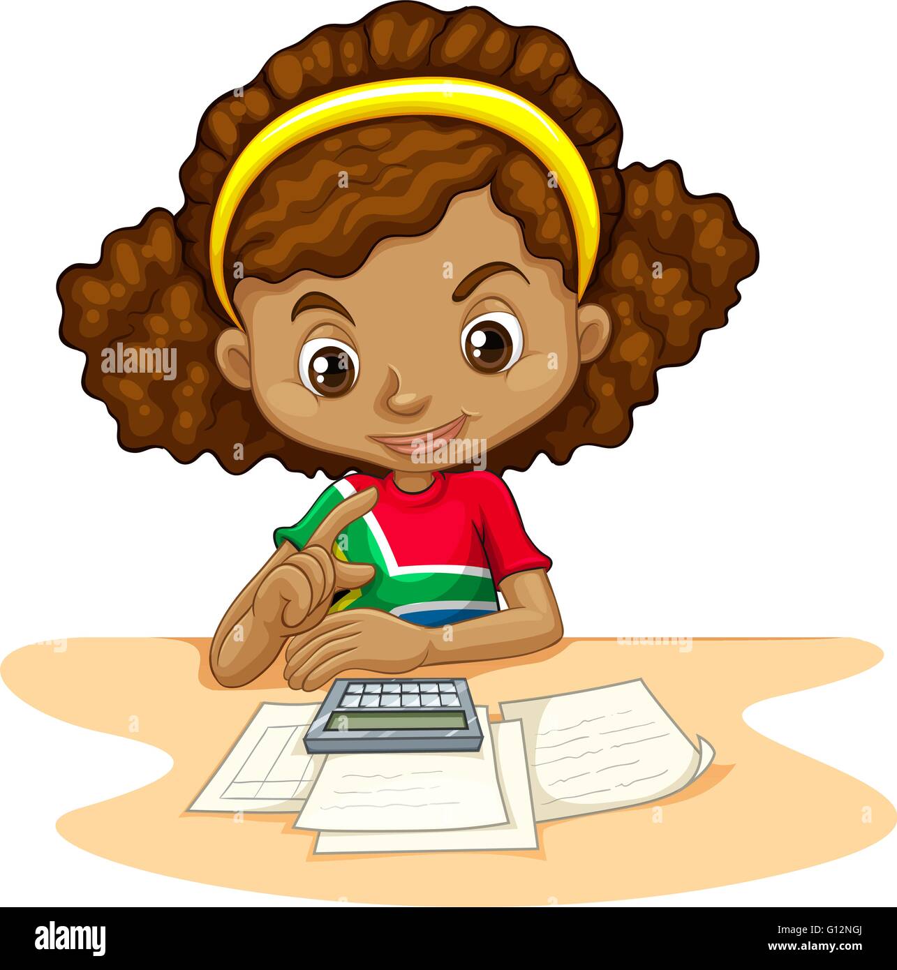 Little girl using calculator illustration Stock Vector Image & Art - Alamy
