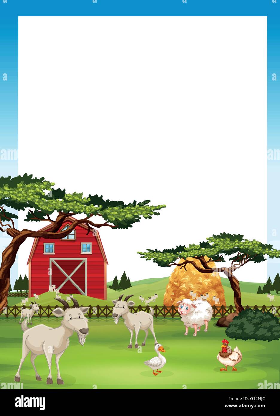 Border design with farm animals illustration Stock Vector Image & Art