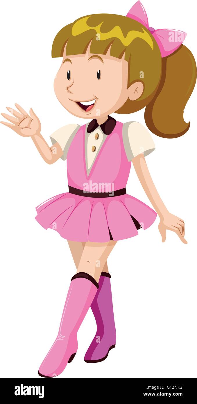 Little girl in pink costume illustration Stock Vector Image & Art - Alamy