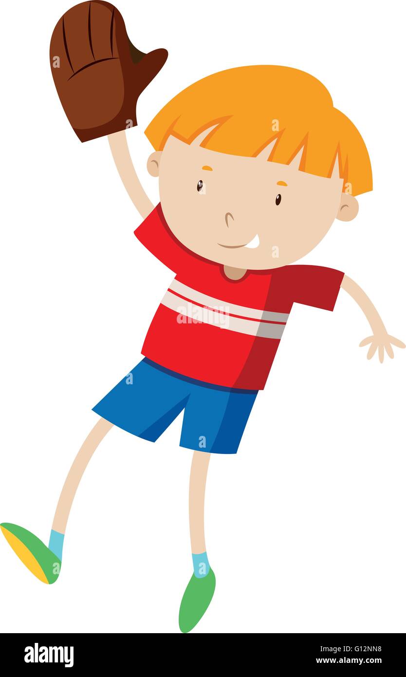 Little boy with baseball glove illustration Stock Vector Image & Art