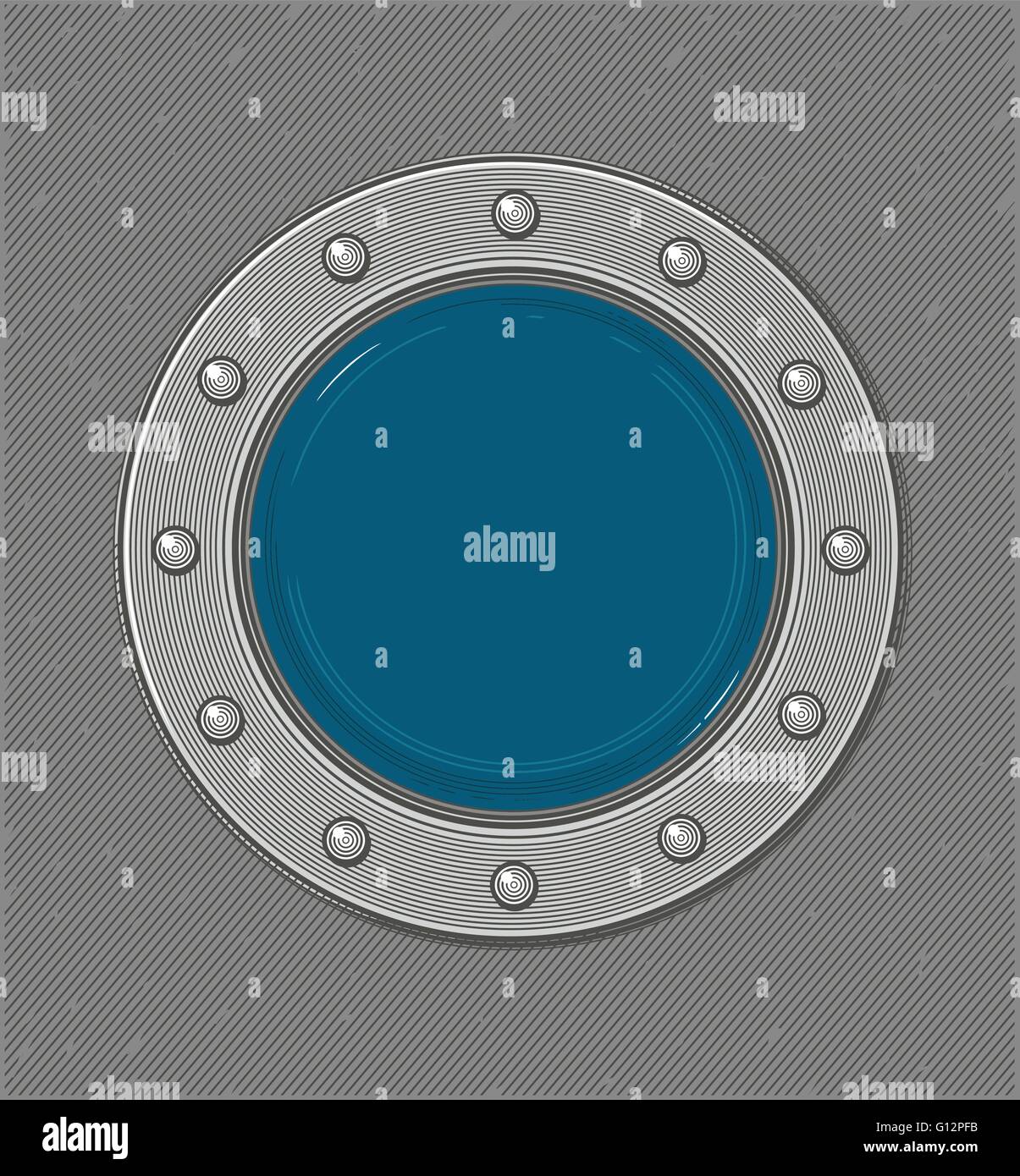 Submarine window or porthole in engraving style Stock Vector