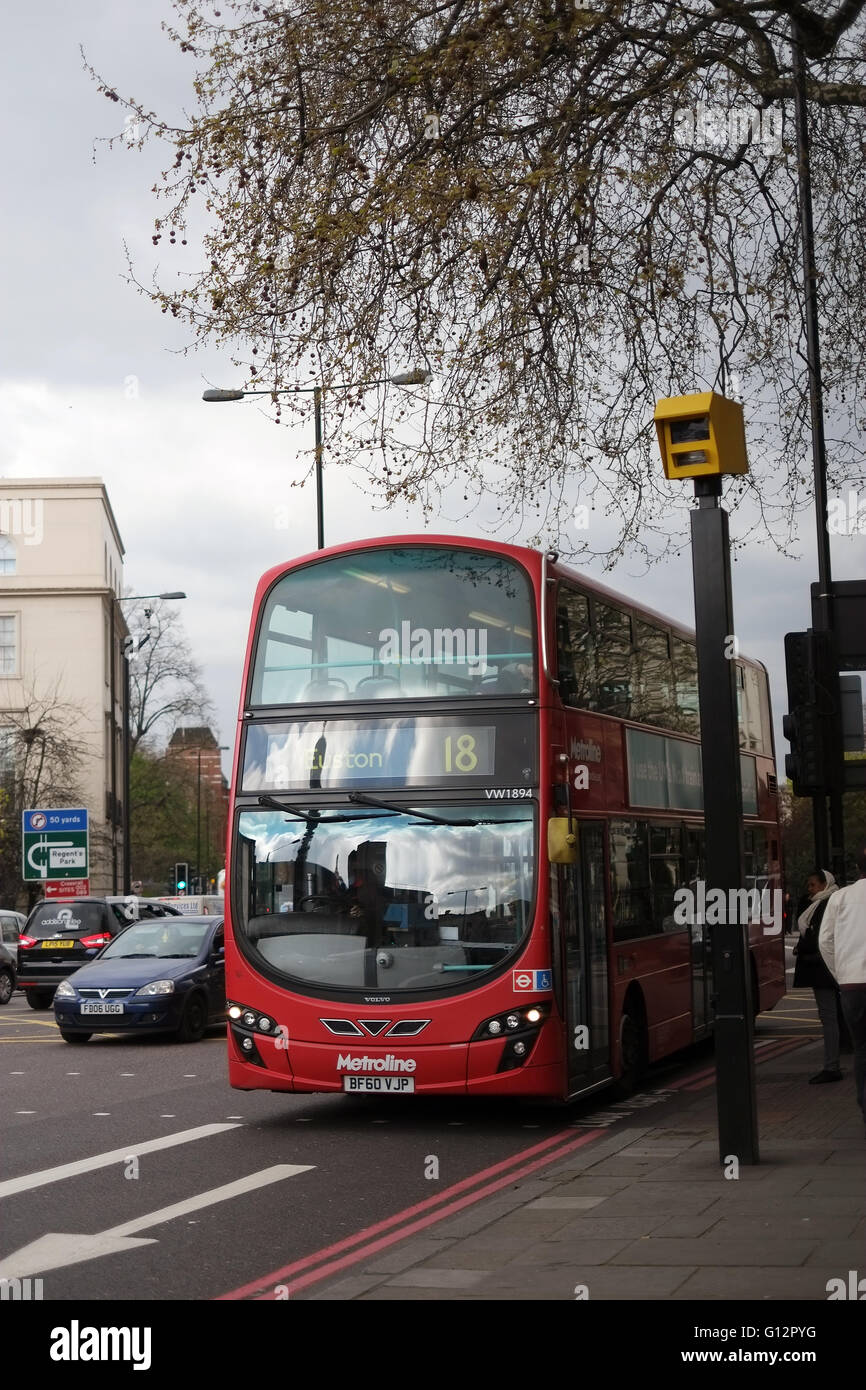 Bus lane & red route, Euston Road, London, England, UK Stock Photo