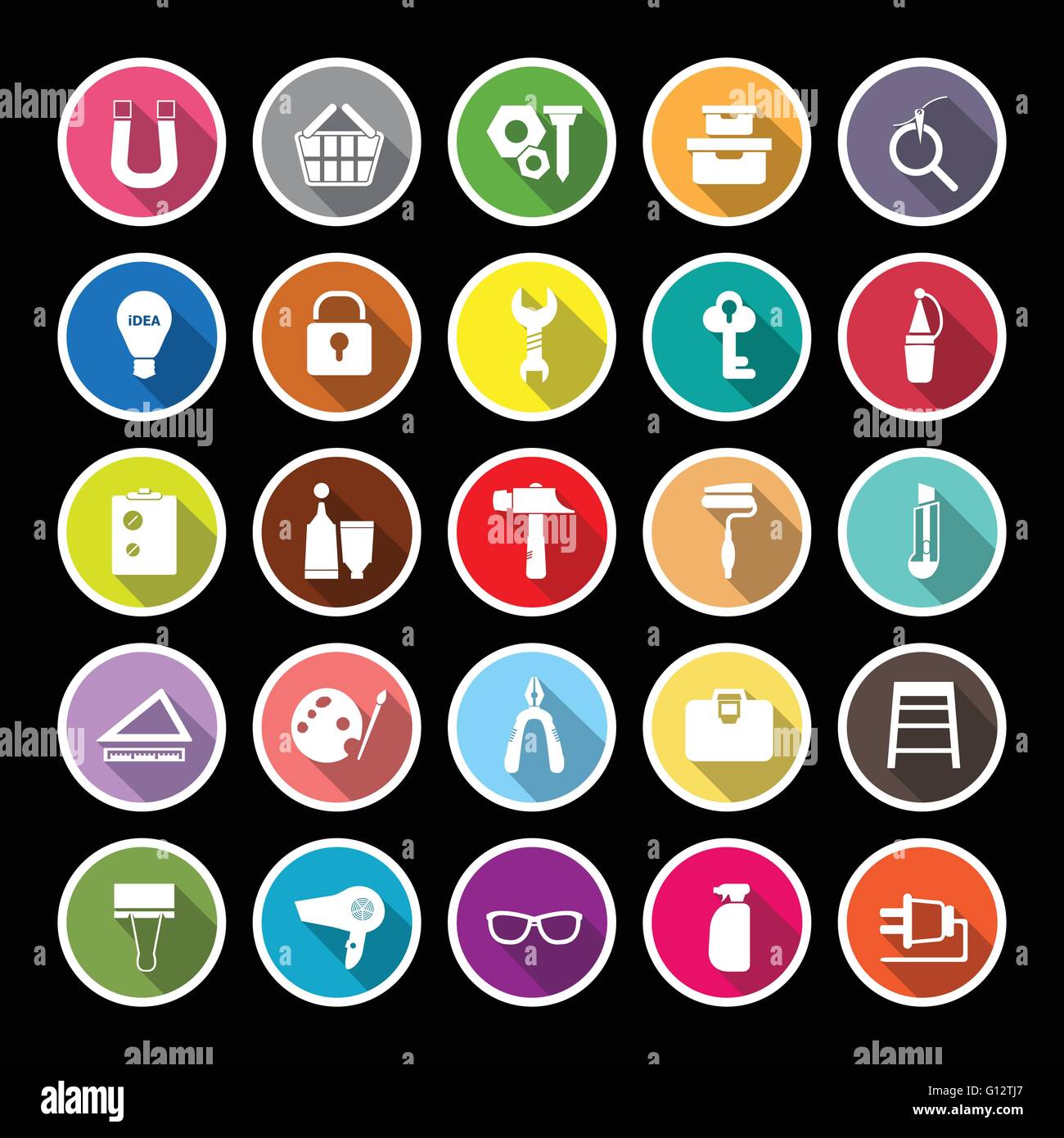 DIY flat icons with long shadow, stock vector Stock Vector Image & Art ...