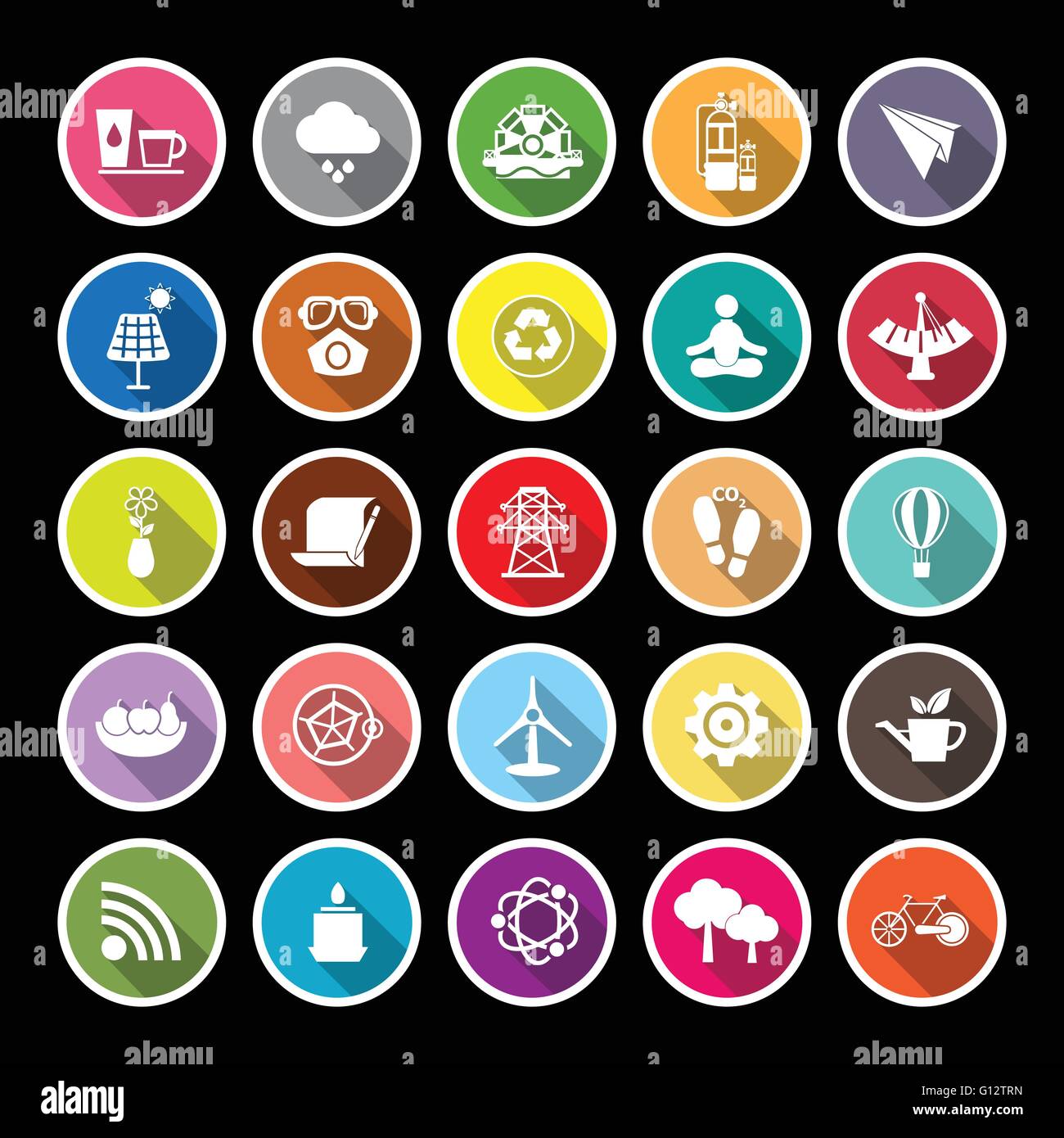 Clean concept flat icons with long shadow, stock vector Stock Vector ...